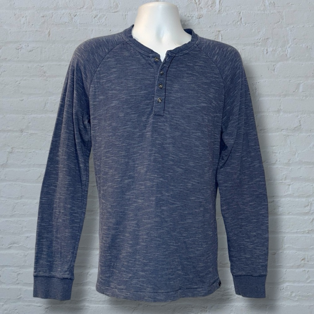 Eddie Bauer Men’s Blue Heather Henley Long Sleeve Shirt Medium